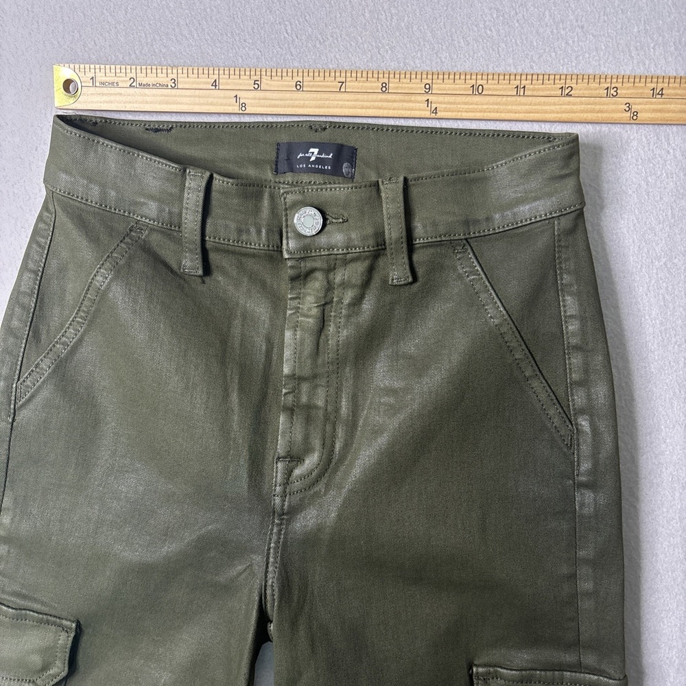 7 For All Mankind Cargo Pants 28x26 GREEN Zipper Ankle STRETCH EUC Fast Shipping - Picture 4 of 7